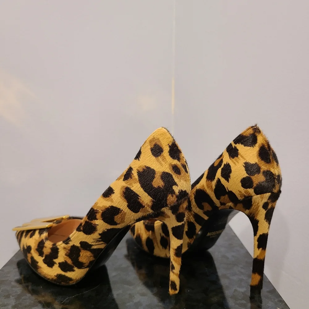 MOSCHINO WOMEN'S CALF HAIR LEOPARD SHOES NEW WITHOUT BOX EU 38 - Picture 4 of 7